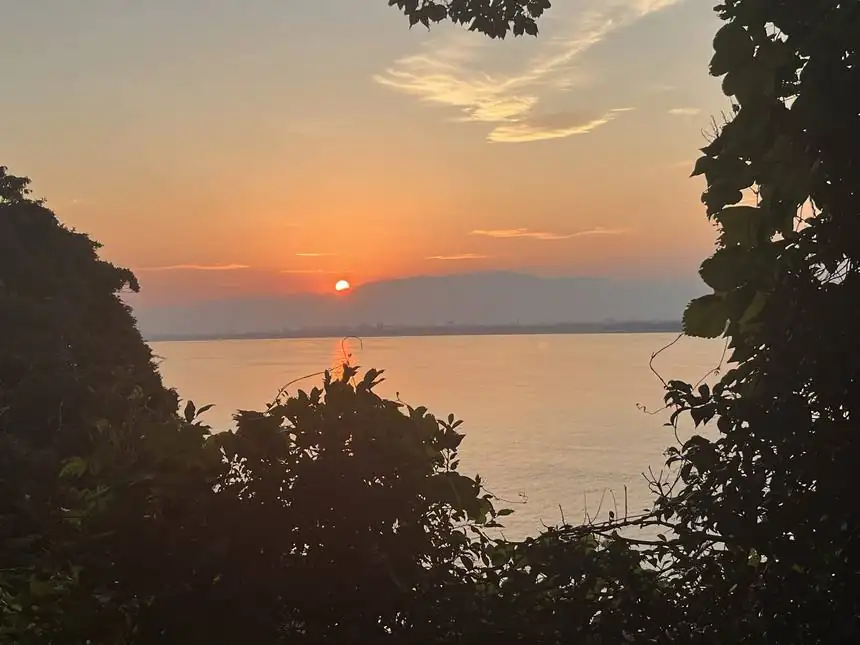 The last light of the day across the water in Japan